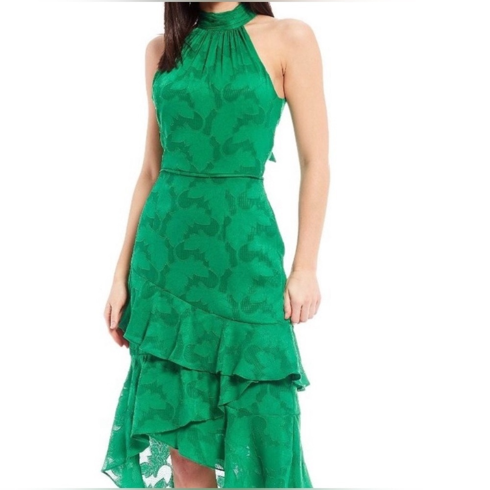 Alex Marie Emerald Halter Midi Dress Size 4